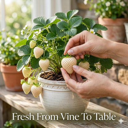 🌿The Living Jewel: Rare White Strawberry – Ultra-Premium Heirloom Variety for Backyard Orchard-BP