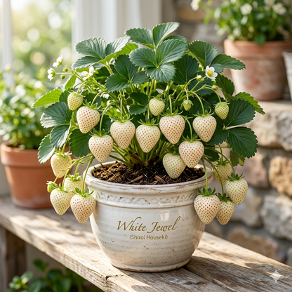 🌿The Living Jewel: Rare White Strawberry – Ultra-Premium Heirloom Variety for Backyard Orchard-BP